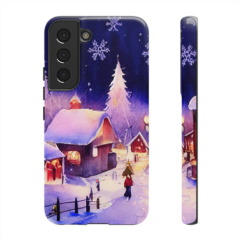 Christmas Homes in the Snow - Impact Resistant Phone Case Samsung Galaxy S22 Glossy